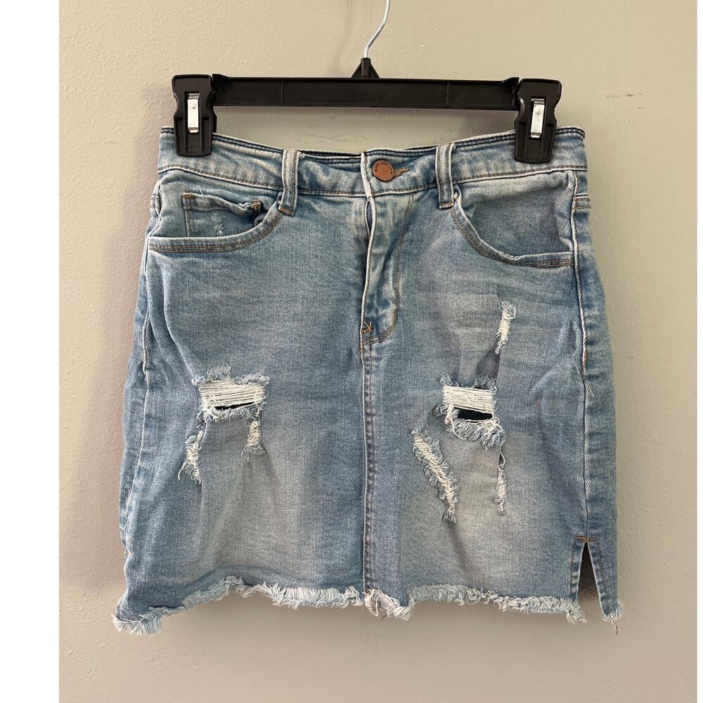 BLACK LABEL Denim Mini Skirt Distressed Small